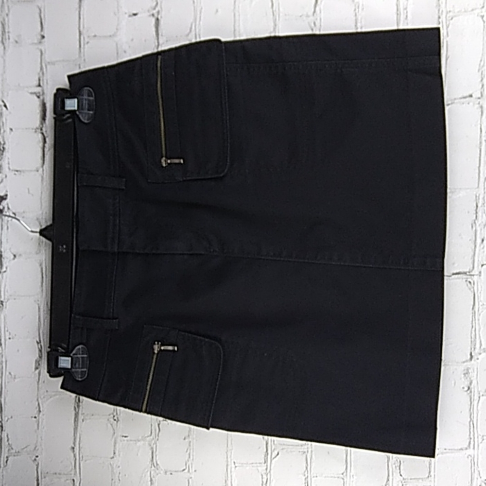 Banana Republic Stretch Black Mini Skirt Zippered Pockets Size 6